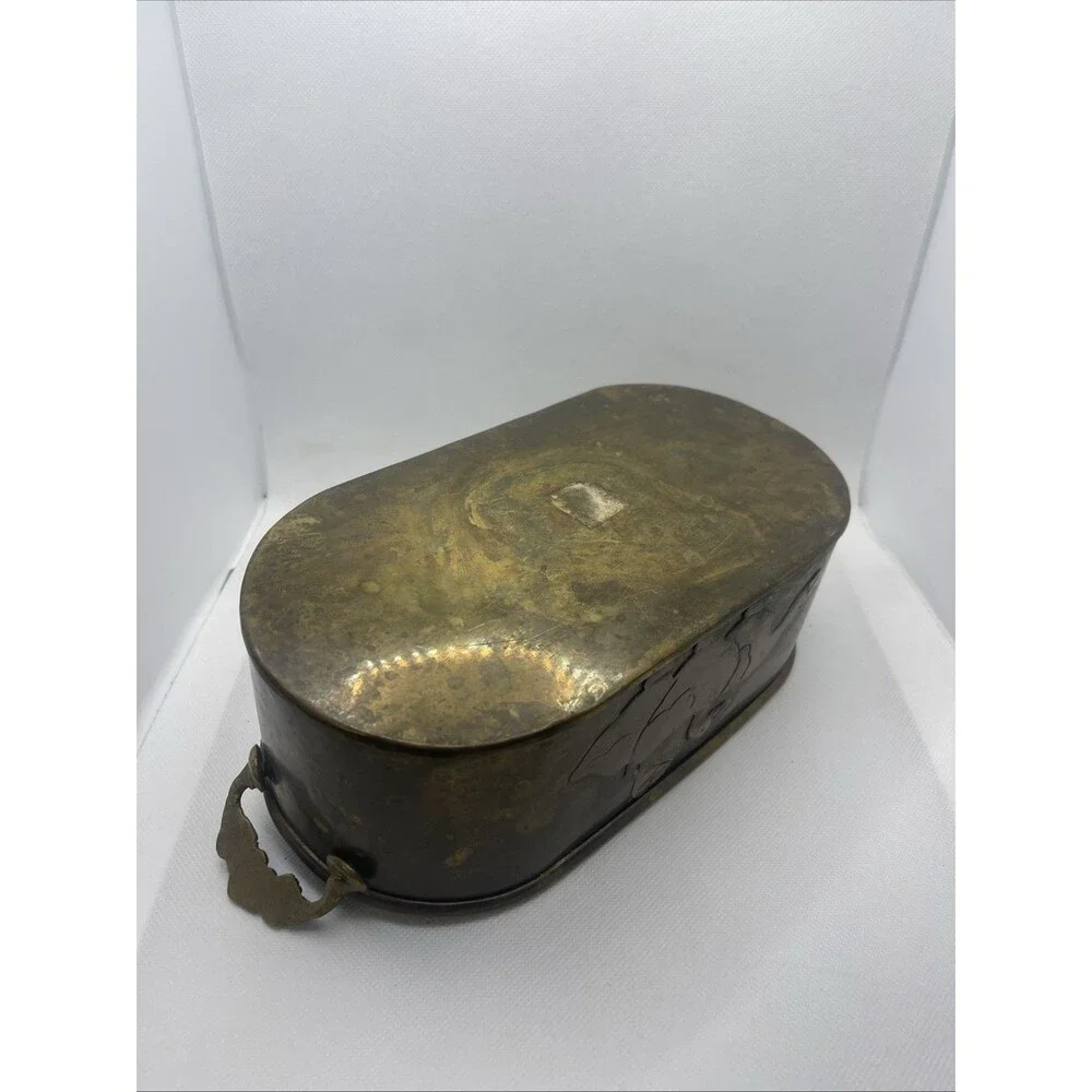 Vintage copper Duck planter with brass handles oval hand made VERY RARE
